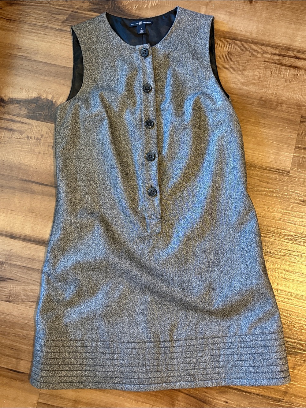 GAP Gray Sleeveless Button-Front Sheath Dress